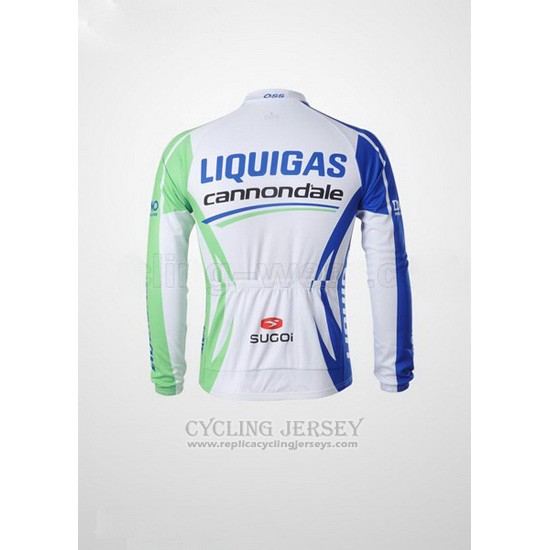 2011 Cycling Jersey Liquigas Cannondale White and Green Long Sleeve and Bib Tight